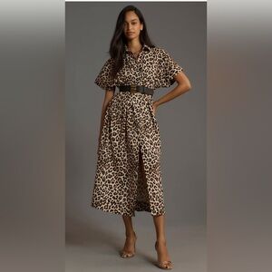 By Anthropologie The Tobie Button-Front Pleated Shirt Dress by Exquise Size M